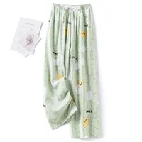 Cotton Silk Pajama Pants Women's Summer Thin Artificial Cotton Wide Leg Pants Spring And Autumn Outer Wear Loose Home Casual Cropped Pants sku image 81