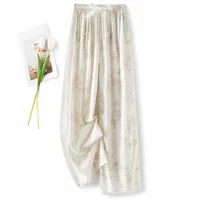 Cotton Silk Pajama Pants Women's Summer Thin Artificial Cotton Wide Leg Pants Spring And Autumn Outer Wear Loose Home Casual Cropped Pants sku image 85