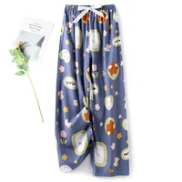 Cotton Silk Pajama Pants Women's Summer Thin Artificial Cotton Wide Leg Pants Spring And Autumn Outer Wear Loose Home Casual Cropped Pants sku image 86