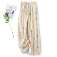 Cotton Silk Pajama Pants Women's Summer Thin Artificial Cotton Wide Leg Pants Spring And Autumn Outer Wear Loose Home Casual Cropped Pants sku image 88