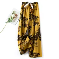 Cotton Silk Pajama Pants Women's Summer Thin Artificial Cotton Wide Leg Pants Spring And Autumn Outer Wear Loose Home Casual Cropped Pants sku image 90
