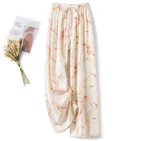 Cotton Silk Pajama Pants Women's Summer Thin Artificial Cotton Wide Leg Pants Spring And Autumn Outer Wear Loose Home Casual Cropped Pants sku image 93