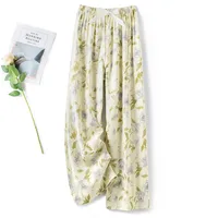 Cotton Silk Pajama Pants Women's Summer Thin Artificial Cotton Wide Leg Pants Spring And Autumn Outer Wear Loose Home Casual Cropped Pants sku image 94