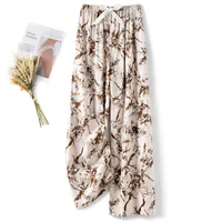 Cotton Silk Pajama Pants Women's Summer Thin Artificial Cotton Wide Leg Pants Spring And Autumn Outer Wear Loose Home Casual Cropped Pants sku image 96