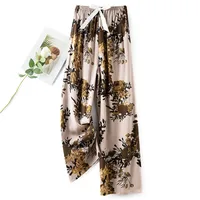 Cotton Silk Pajama Pants Women's Summer Thin Artificial Cotton Wide Leg Pants Spring And Autumn Outer Wear Loose Home Casual Cropped Pants sku image 97