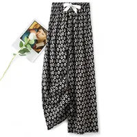 Cotton Silk Pajama Pants Women's Summer Thin Artificial Cotton Wide Leg Pants Spring And Autumn Outer Wear Loose Home Casual Cropped Pants sku image 99