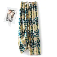 Cotton Silk Pajama Pants Women's Summer Thin Artificial Cotton Wide Leg Pants Spring And Autumn Outer Wear Loose Home Casual Cropped Pants sku image 101