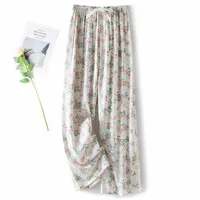Cotton Silk Pajama Pants Women's Summer Thin Artificial Cotton Wide Leg Pants Spring And Autumn Outer Wear Loose Home Casual Cropped Pants sku image 102