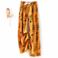 Cotton Silk Pajama Pants Women's Summer Thin Artificial Cotton Wide Leg Pants Spring And Autumn Outer Wear Loose Home Casual Cropped Pants sku image 103