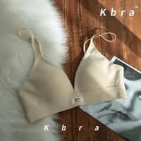 Women's Traceless Bra No Steel Ring French Comfortable Small Chest Push-up Triangle Cup Letter Breathable Anti-sagging Underwear sku image 2