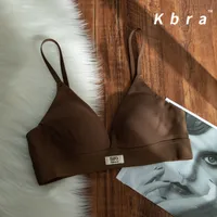 Women's Traceless Bra No Steel Ring French Comfortable Small Chest Push-up Triangle Cup Letter Breathable Anti-sagging Underwear sku image 5
