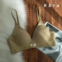 Women's Traceless Bra No Steel Ring French Comfortable Small Chest Push-up Triangle Cup Letter Breathable Anti-sagging Underwear sku image 10