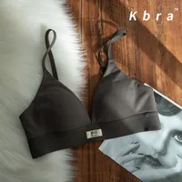 Women's Traceless Bra No Steel Ring French Comfortable Small Chest Push-up Triangle Cup Letter Breathable Anti-sagging Underwear sku image 15