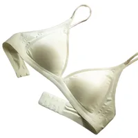 CynL Milk Satin French Style Deep V-neck Underwear Women's Summer Thin Shoulder Strap Non-marking Triangle Cup Small Chest Non-rimless Thin Bra main image 5