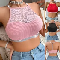 Underwear Vest Bra Lace Stitching Halter Silver Ribbon Large Backless Outer Wearing New Bra In Stock main image 1