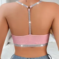Underwear Vest Bra Lace Stitching Halter Silver Ribbon Large Backless Outer Wearing New Bra In Stock main image 2