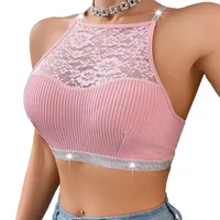 Underwear Vest Bra Lace Stitching Halter Silver Ribbon Large Backless Outer Wearing New Bra In Stock main image 5