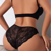 Foreign Trade New Ladies Underwear Lace Perspective Breathable Half Hip Upper Support Comfortable Waist Briefs Manufacturers main image 3