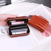 New Card Holder For Women, Crocodile Pattern Solid Color Accordion Card Holder, Simple Multi-Card Slot Card Holder, Zipper Coin Purse For Women main image 4