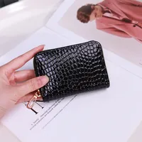 New Card Holder For Women, Crocodile Pattern Solid Color Accordion Card Holder, Simple Multi-Card Slot Card Holder, Zipper Coin Purse For Women sku image 1