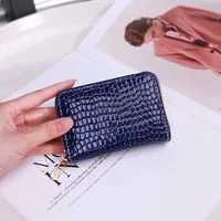 New Card Holder For Women, Crocodile Pattern Solid Color Accordion Card Holder, Simple Multi-Card Slot Card Holder, Zipper Coin Purse For Women sku image 6