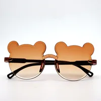 Cartoon Style Cute Sweet Bear PC UV400 Protection Special-Shaped Mirror Frameless Glasses sku image 2