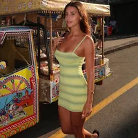 Women's Clothing  Summer New Striped Hip Skirt Sexy Suspenders Slim Dress Women Wholesale sku image 6