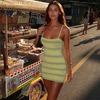 Women's Clothing  Summer New Striped Hip Skirt Sexy Suspenders Slim Dress Women Wholesale main image 2