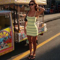 Women's Clothing  Summer New Striped Hip Skirt Sexy Suspenders Slim Dress Women Wholesale main image 3