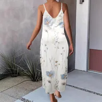 Independent Station Fashion Temperament Flower Printing Sling Dress In Stock Wholesale main image 2