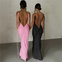 In Stock   Summer New Women's Fashion Sling Sexy Backless Slim Hip-wrapped Temperament Dress main image 1