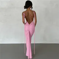 In Stock   Summer New Women's Fashion Sling Sexy Backless Slim Hip-wrapped Temperament Dress main image 2