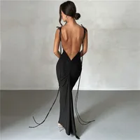 In Stock   Summer New Women's Fashion Sling Sexy Backless Slim Hip-wrapped Temperament Dress main image 3