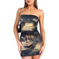 Spring And Summer Foreign Trade New  TK Hot Sale Printed Chest Wrap Hip Elastic Sexy Tight Dress Women main image 2