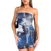 Spring And Summer Foreign Trade New  TK Hot Sale Printed Chest Wrap Hip Elastic Sexy Tight Dress Women main image 4