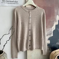 Core-spun Yarn Embroidered Twist Soft Waxy Knitted Cardigan Top Women's  Autumn And Winter New Casual All-match Coat Top main image 1