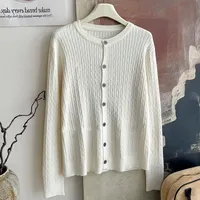 Core-spun Yarn Embroidered Twist Soft Waxy Knitted Cardigan Top Women's  Autumn And Winter New Casual All-match Coat Top main image 2