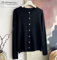 Core-spun Yarn Embroidered Twist Soft Waxy Knitted Cardigan Top Women's  Autumn And Winter New Casual All-match Coat Top sku image 1