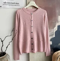 Core-spun Yarn Embroidered Twist Soft Waxy Knitted Cardigan Top Women's  Autumn And Winter New Casual All-match Coat Top sku image 4