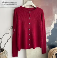 Core-spun Yarn Embroidered Twist Soft Waxy Knitted Cardigan Top Women's  Autumn And Winter New Casual All-match Coat Top sku image 6