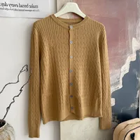 Core-spun Yarn Embroidered Twist Soft Waxy Knitted Cardigan Top Women's  Autumn And Winter New Casual All-match Coat Top sku image 10