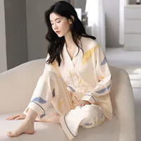 Pajamas Women's New Spring And Autumn Suit Long-sleeved Trousers Plus Size Thin Loose Cardigan Women's Autumn And Winter Home Clothes main image 1