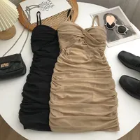 Slight Chubby Kink Cross-pleated Belt Chest Pad Dress Women's Summer New Sexy Hot Girl Hip Short Skirt main image 2