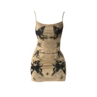 Plus Size Women's Design Hot Girl Butterfly Sling Dress Chubby Sister Ink Print Slim-fit Hip Skirt main image 1