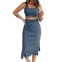 Women's Summer Foreign Trade Slim Hip Skirt   Solid Color Irregular Sexy Dress main image 5