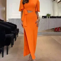 New   Women's Elegant Fashion Backless Split Short Sleeve High Waist Dress 661 main image 3