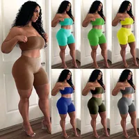 Hot Selling Casual Sports Fitness Running Exercise High Elastic Tight Elastic Small Strapless Shorts Two-piece Set main image 1