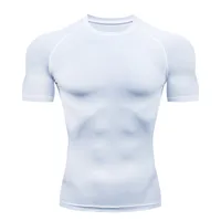 In Stock Fitness Clothes Men's Sports Tight Short-sleeved Quick-drying Clothes Stretch Running T-shirt Compression Riding Basketball Base Shirt main image 2