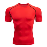 In Stock Fitness Clothes Men's Sports Tight Short-sleeved Quick-drying Clothes Stretch Running T-shirt Compression Riding Basketball Base Shirt main image 4