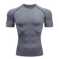 In Stock Fitness Clothes Men's Sports Tight Short-sleeved Quick-drying Clothes Stretch Running T-shirt Compression Riding Basketball Base Shirt main image 5
